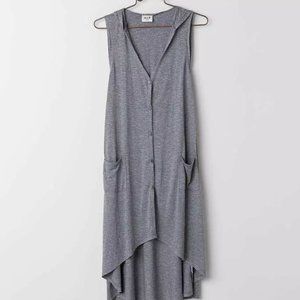 Hip Brand Gray Hooded Button Up Tunic Blouse